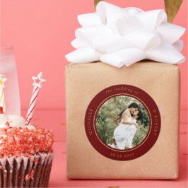 フォトモノグラムエレガントなウェディングクラシックラウンドスティック ラウンドシール