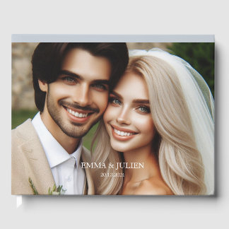 フォトモノグラムエレガントダスティブルーゲストブック ゲストブック