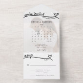 フォトモノグラムハートラインホワイトカレン結婚ダー オールインワン招待状 (内側)