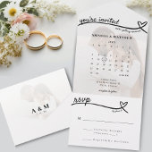 フォトモノグラムハートラインホワイトカレン結婚ダー オールインワン招待状