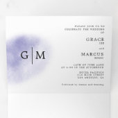 フォトモノグラムバイリンガル結婚式招待状ブルー 三つ折り招待状 (内部最初)