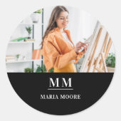 フォトモノグラム名白黒 ラウンドシール (正面)