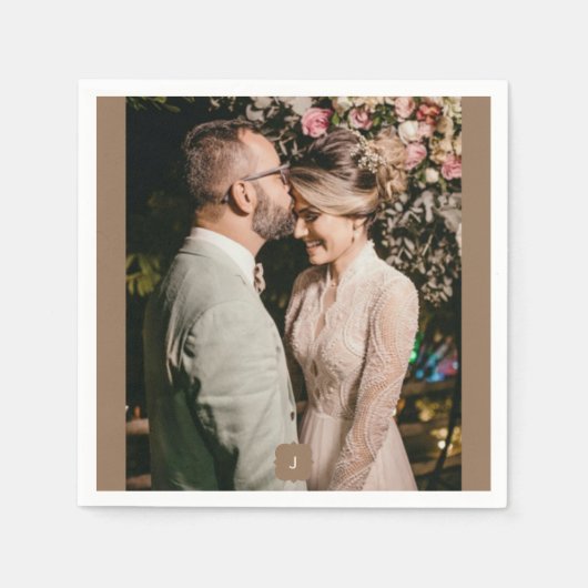 フォトモノグラム結婚の追加 スタンダードカクテルナプキン (正面)