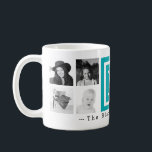 フォトモノグラ数々のムパーソナライズされたブライトブルー コーヒーマグカップ<br><div class="desc">明るい青の中央はっきりしたの正方形に白いイニシャルを持つ大きな中央の領域、両側に4つの正方形の写真。白い背景で表示される高度なカスタマイもしズオプションを使用して、任意の色を選択する。自分の写真のお気に入りの8枚をアップロードし、自分の写真のポートフォリオから自分の友人や家族、かわいいカップルの写真や写真の最高傑作。すべてのサンプル写真は、パブリックドメイン、購入、または自分のものであり、例えば使用される。自分のイメージで置き換える。角切り写真に最適：インスタグラム。私はinstaport.meというプログラムを使ってダウンロードする。おカスタマイズ客様の引用文、ことわざ、または家族の名前と下に沿った文字。注意：商標または著作権で保護されたフレーズは印刷されません。使用するために必要なアクセス許可があることを確認してください。パーティーHeartyストアで利用可能なその他のカラーセンターの正方形、またはあなたの選択の色で自分の正方形の画像をアップロードし、それはちょうどフィットするようにサイズが決まる。</div>