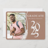 フォトモモダンチャブラウン卒業式パーティー 招待状 (正面)