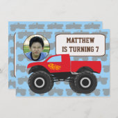 フォトモンスタートラック誕生日招待状 招待状 (正面/裏面)