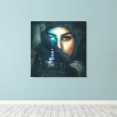 フォトモンタージュレディーシティスケープ キャンバスプリント (インサイチュ (ウッドフロア))