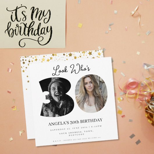 フォトモンタージュ誕生日パーティー30歳 招待状