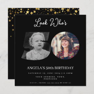 フォトモンタージュ誕生日パーティー50歳 招待状