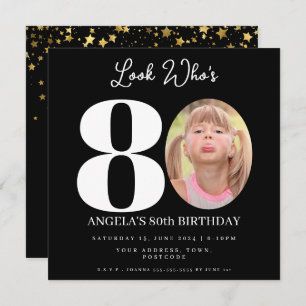 フォトモンタージュ誕生日パーティー80歳 招待状