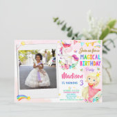 フォトユニコーンとプリンセス誕生日の招待 招待状 (スタンド正面)