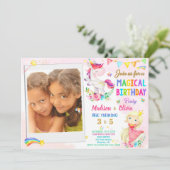 フォトユニコーンとプリンセス誕生日の招待 招待状 (スタンド正面)