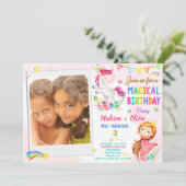 フォトユニコーンとプリンセス誕生日の招待 招待状 (スタンド正面)