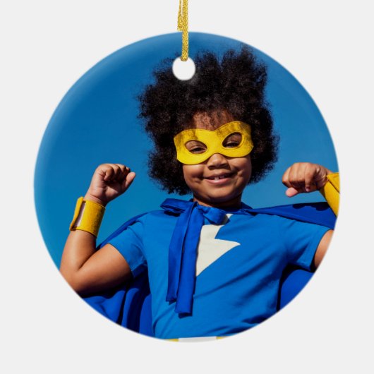 フォトユニコーンクリスマススノーフレークかわいいピンクの子供たち セラミックオーナメント (裏面)