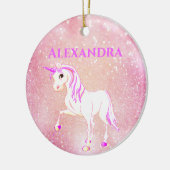フォトユニコーングリッターかわいいピンクの子供たち セラミックオーナメント (左)