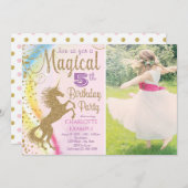 フォトユニコーンバースデーパーティ招待状 招待状 (正面/裏面)