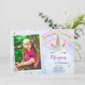 フォトユニコーン誕生日の招待マジカルパーティー 招待状 (スタンド正面)