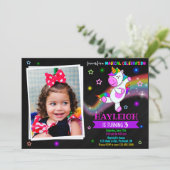 フォトユニコーン 誕生日 招待状 1歳 マジックパーティー (スタンド正面)