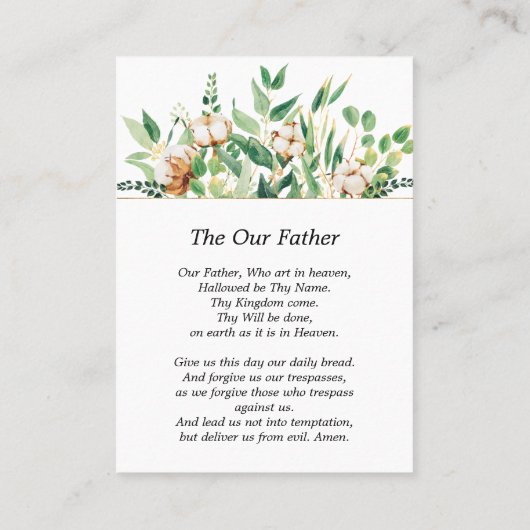 フォトユーカリプトゥスホワイトフローラ葬儀祈りの言葉カード 名刺 (裏面)