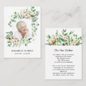 フォトユーカリプトゥスホワイトフローラ葬儀祈りの言葉カード 名刺 (正面/裏面)