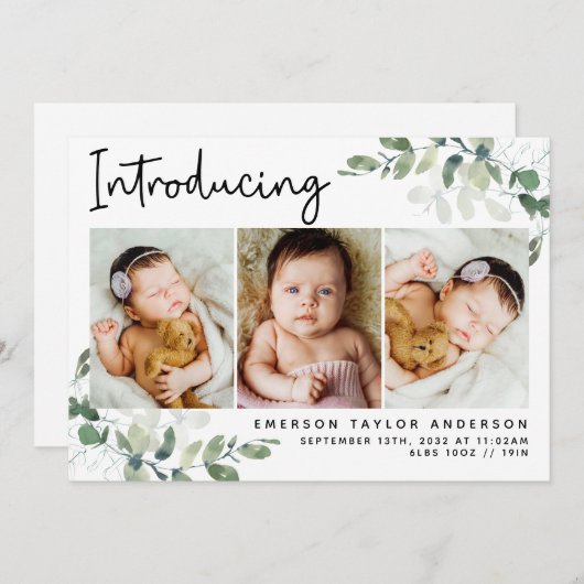 フォトユーカリモダンプタス誕生の紹介 案内状 (正面/裏面)