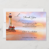 フォトライトハウスビーチ結婚式サンキューカード セーブザデート (裏面)