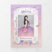 フォトライトパープルとピンクのフローラキンセアニェラ 三つ折り招待状 (カバー)