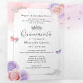 フォトライトパープルとピンクのフローラキンセアニェラ 三つ折り招待状 (内部最初)