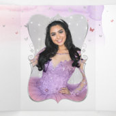 フォトライトパープルとピンクのフローラキンセアニェラ 三つ折り招待状 (内部中)