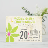 フォトライム様式化デイジー結婚式招待状 招待状 (スタンド正面)