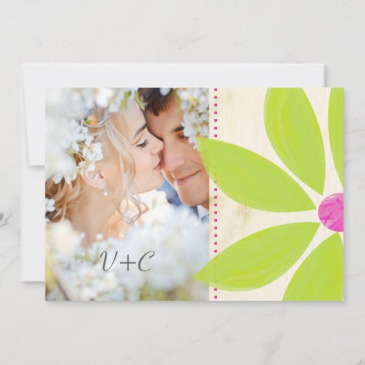 フォトライム様式化デイジー結婚式招待状 招待状 (裏面)