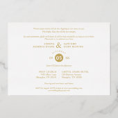 フォトラグジュアリー実在ゴールデンモダンボタニカルフレーム 箔招待状 (裏面)