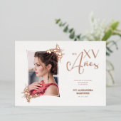 フォトラグジュアリー実在バラ金ゴールドモダンボタニカルフレーム 箔招待状 (立ち正面)