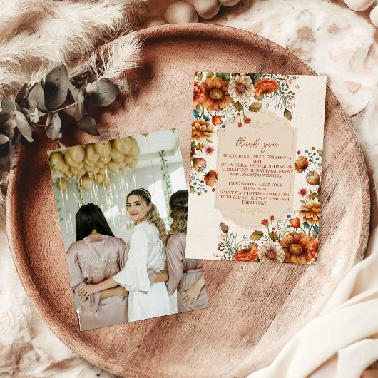 フォトラストテラコッタフラワーズブライダルシャワー サンキューカード