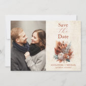 フォトラストテラコッタ花バーンドオレンジ秋 セーブザデート (正面)