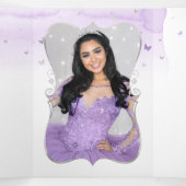 フォトラスペインのイトパープルとシルバーキンセアニェラ 三つ折り招待状 (内部中)