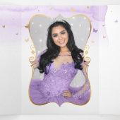 フォトラスペインのイトパープルと金ゴールドキンセアニェラ 三つ折り招待状 (内部中)