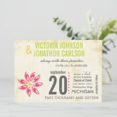 フォトラズベリーハンドドローデイジーウェディング招待 招待状 (スタンド正面)