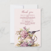 フォトラブイズブルーイング茶パーティーブライダルシャワー サンキューカード (正面)