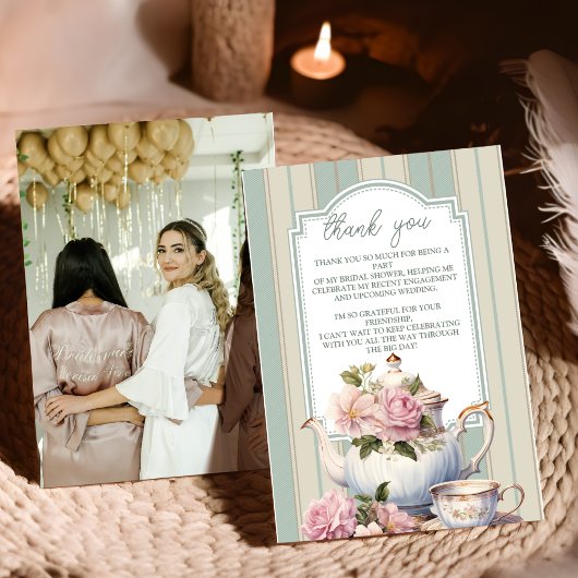 フォトラブイズブルーイング茶パーティーブライダルシャワー サンキューカード