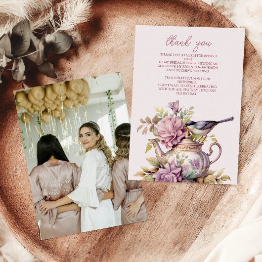 フォトラブイズブルーイング茶パーティーブライダルシャワー サンキューカード