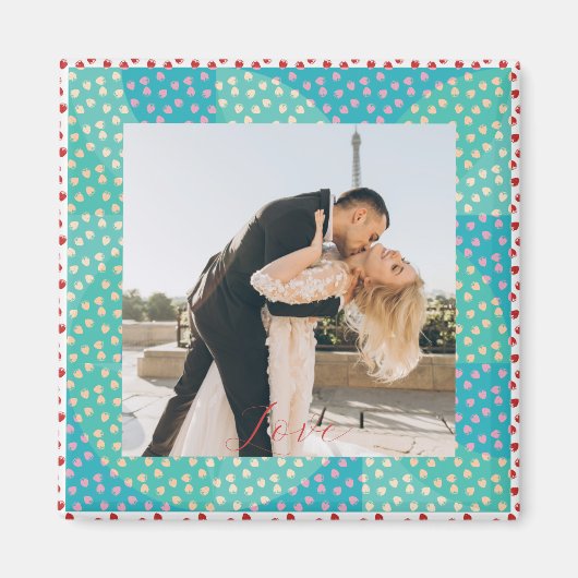 フォトラブパーソナライズされたストロベリーフレーム マグネット (正面)