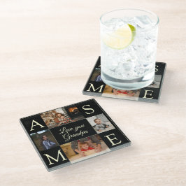 フォトラブユーグランドパミニマリストブラック ガラスコースター