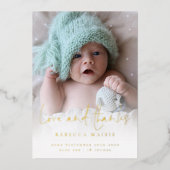 フォトラブ感謝してい生誕生発表ラグジュアリー 箔招待状 (正面)