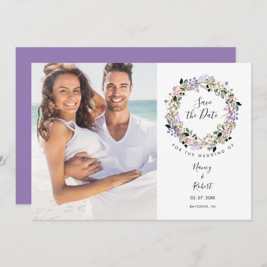 フォトラベエレガントンダーフローラガーランドシック セーブザデート (正面/裏面)