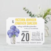 フォトラベンダーイエローアジェ結婚アMason Jar's 招待状 (スタンド正面)