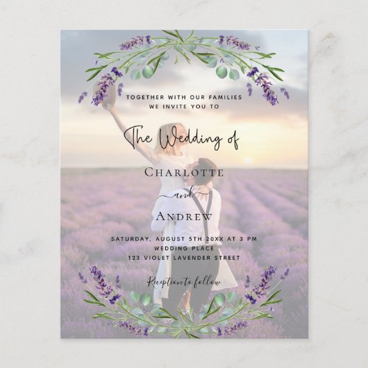 フォトラベンダーバイオレット花模様バジェット結婚ズ (正面)