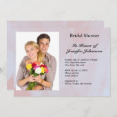 フォトラベンダーミストマーブルブライダルシャワー 招待状 (正面/裏面)