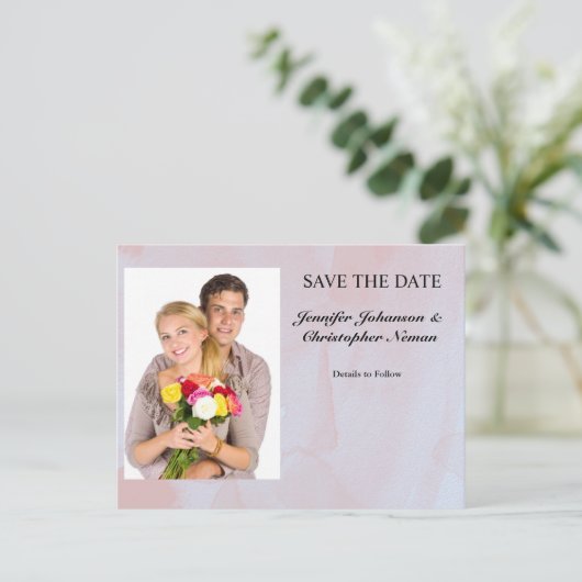 フォトラベンダーミスト大理石日付を保存 ポストカード (スタンド正面)