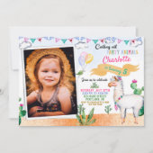 フォトラマの誕生日の招待状アルパカの招待状 招待状 (正面)
